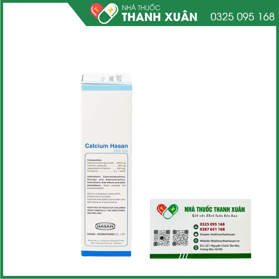 Viên sủi Calcium Hasan 500mg phòng và hỗ trợ điều trị bệnh loãng xương
